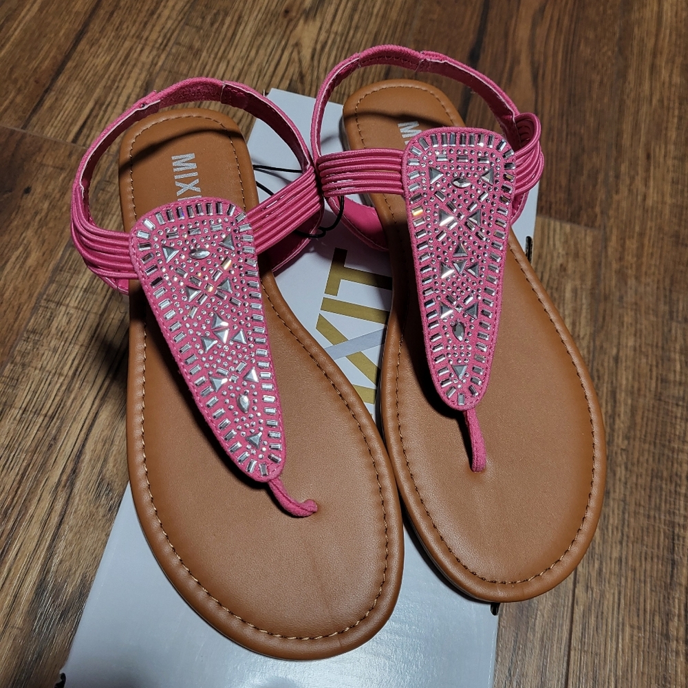 Mixit Womens Gillian T-Strap Flat Sandals Size 9.5